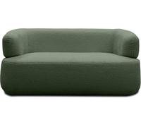 DOMO. collection Sofa Molina, 2-Sitzer, Moderne 2er Couch aus Teddy-Stoff mit runden Ecken, Polstersofa, Garnitur 160 x 86 x 71 cm (BxTxH), dunkelgrün