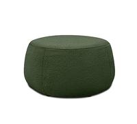 DOMO. collection Tabouret rembourré Molina - Moderne - Rond - en Tissu Peluche - 75 x 75 x 42 cm (l x p x h) - Vert foncé