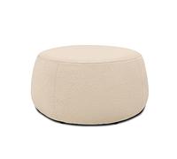 DOMO. collection Tabouret rembourré Molina - Moderne - Rond - en Tissu Peluche - pour Les Pieds - pour canapé - 75 x 75 x 42 cm (l x p x h) - Crème