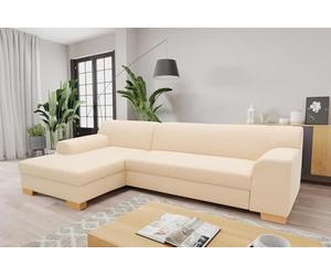 DOMO. collection Tinos Petit canapé-lit d'angle Convertible en Forme de L avec Fonction Convertible, canapé d'angle rembourré, 273 x 157 x 74 cm (l x p x h), Beige