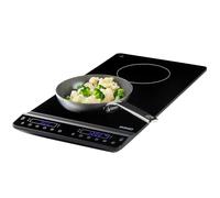 DOMO DO30211IP Plaque de cuisson à induction verticale - 2 feux - Commande tactile avec affichage LED - Minuterie digitale - 10 niveaux de puissance et de température - Sécurité enfant - Noir