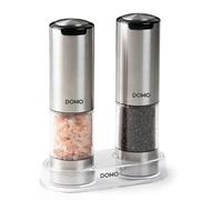 DOMO Moulins électriques – Ensemble de 2 – sel et poivre – USB – 96 ml – Transparent/Argent
