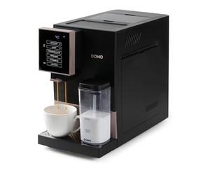 DOMO DO743K Machine à Expresso Entièrement Automatique avec carafe à lait intégrée - 1 touche bean to cup - Entièrement personnalisable - Espresso, Americano, Lungo, Cappuccino, Latte - 19 bars