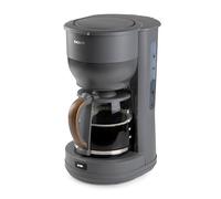 DOMO DO754K Cafetière Electrique avec Filtre - 10 Tasses - 1,25L - Plaque Chauffante - Système Anti-goutte - Cafetière avec Filtre Papier - Gris Mat avec un design en bois