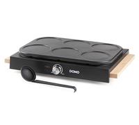 DOMO DO8717PN Pancake Maker avec Design en Bois - PFAS FREE - Crepiere Electrique - Inclusive spatules en bois et louche - 6P