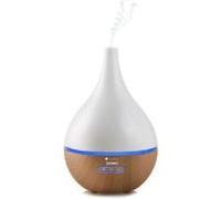 DOMO DO9213AV Humidificateur à ultrasons blanc, bois Base en bois avec un abat-jour blanc G