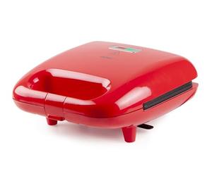 DOMO DO9242W Snackmaker 5-en-1 - Croque Monsieur - Gaufrier - Donut Maker - Formes d’Animaux - Gaufres sur Bâtonnet - Rouge