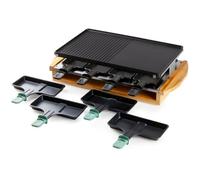 DOMO DO9246G Appareil à raclette 8 poêlons, revêtement anti-adhésif, voyant lumineux noir, bois