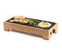 DOMO DO9270G Plancha Électrique pour 2 Personnes 'Just us' - Plaque à rôtir électrique avec Plaque de cuisson en Fonte et Revêtement Céramique PFAS Free - Gril électrique Compact Design Bambou