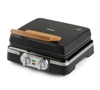 DOMO DO9281W Appareil à gaufres pour 2 gaufres XL - Design luxueux en bois - Thermostat Réglable - Pieds antidérapants -1520W - Noir