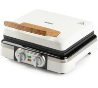 DOMO Appareil à gaufres DO9280W – 2 gaufres XL, sans PFAS, bois, thermostat – 1520W Blanc poudré