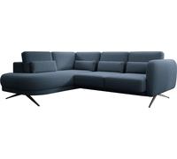 DOMO-HOME Canapé d'angle avec fonction sommeil ILUSIO L - Canapé d'angle moderne avec un grand confort d'assise 250x205cm, Dossier réglable, Matériaux de haute qualité et design élégant, Couleur bleu,