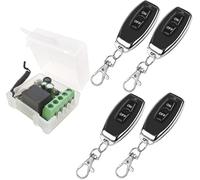 DOMO-MATIC Kit interrupteur de télécommande sans fil RF 433 MHz Récepteur relais 1 canal 220 V avec émetteur contacts sans potentiel pour portes de garage lumières (1 récepteur avec 4 télécommandes)