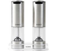 DOMO Moulins électriques – Ensemble de 2 – sel et poivre – USB – 96 ml – Transparent/Argent