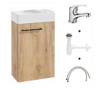 DomoDomo Armoire de salle de bain avec lavabo 40x60 cm artisanat chêne, pour petite salle de bain - Armoire suspendue avec lavabo