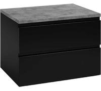DomoDomo Armoire de salle de bain noire 80x50 cm suspendue avec plateau - armoire sous lavabo Modus, moderne, meuble de salle de bain avec espace de rangement