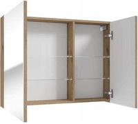 DomoDomo armoire de salle de bain suspendue avec miroir 60 x 80 cm chêne Evoke et étagères en verre Rietti, armoire à pharmacie, ensemble de meubles en chêne