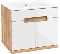 Domodomo Armoire de salle de bains avec lavabo, 50 x 51 x 44 cm meuble bas blanc pour lavabo, armoire suspendue pour salle de bains - lavabo en céramique-Se