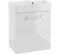 DomoDomo armoire de salle de bains avec lavabo 60x50cm blanc brillant poignée chromée