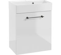 DomoDomo armoire de salle de bains avec lavabo 60x50cm blanc brillant poignée noire