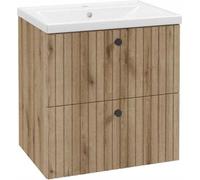 DomoDomo armoire de salle de bains avec lavabo 80 cm pratique chêne evoke lattes striées Rietti