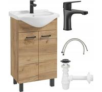 Domodomo Armoire de salle de bains avec lavabo 85 x 50 x 41 cm Armoire de salle de bains debout et meuble bas, ensemble élégant avec lavabo en céramique
