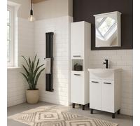 DomoDomo armoire de salle de bains avec lavabo blanc brillant 84x55 avec mitigeur et siphon Mea