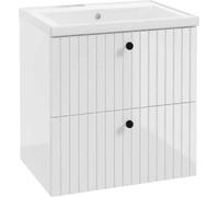 DomoDomo armoire de salle de bains avec lavabo cannelé 60 cm blanc brillant Rietti