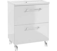 DomoDomo armoire de salle de bains avec lavabo et 2 tiroirs 60x80cm Standing blanc brillant