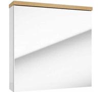 DomoDomo armoire de toilette murale en chêne blanc avec miroir armoire de toilette murale étroite, 2 étagères, meubles de salle de bain