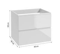 DomoDomo Armoire suspendue de salle de bains 60x50 cm Blanc avec plan de toilette - Salle de bains Modus, moderne, avec tiroirs, pour vasque