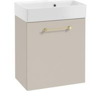 DomoDomo armoire suspendue de salle de bains avec lavabo 60x50cm Cachemire, poignée dorée