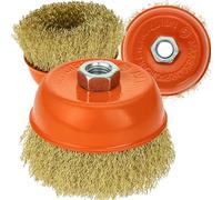 DomoDomo Brosse métallique en laiton 4" M14, résistante à l'abrasion, pour meuleuse d'angle, max. 8500 tr/min, idéal pour le nettoyage et le polissage, fil de laiton de qualité supérieure