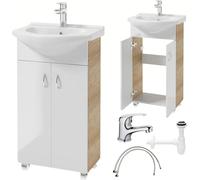 DomoDomo Ensemble de salle de bain - meuble sur pied avec lavabo 50 cm et mitigeur chromé Tim