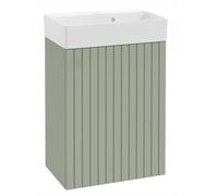 DomoDomo - Lavabo avec meuble bas 50 x 70 cm suspendu vert eucalyptus - Meuble avec meuble bas moderne pour petite salle de bain - Meuble de salle de bain avec lavabo - Meuble sous-lavabo