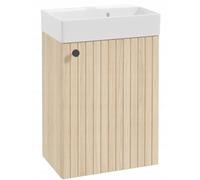 DomoDomo Lavabo avec meuble bas de 50 cm suspendu - Lavabo WC pour invités avec petit meuble bas - Ensemble lavabo de salle de bain avec lavabo moderne - Meuble de salle de bain avec lavabo aspect