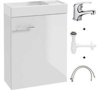DomoDomo lavabo pour WC visiteurs avec meuble inférieur 50 x 70 x 23 cm, table lavabo pour WC visiteurs, petit ensemble lavabo pour visiteurs - lavabo blanc