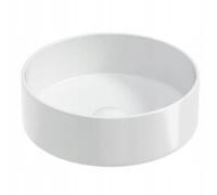 DomoDomo Lavabo rond 36 x 36 x 12 cm - Lavabo en céramique blanc - Petit lavabo à main sans trou de robinetterie et sans trop-plein - Pour plan de lavabo/WC d'invités