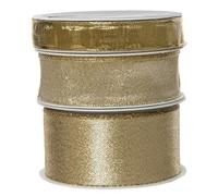 DomoDomo Lot de 3 rubans cadeaux de Noël dorés de 4 m, différentes largeurs, décoration et bricolage