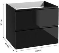 Domodomo Meuble de salle de bain 60x50 cm mural noir brillant avec plan Modus