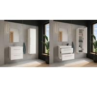 Domodomo meuble de salle de bain avec lavabo, 60 x 50 x 45,6 cm blanc meuble lavabo, meuble mural pour salle de bain - lavabo en céramique