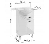 Domodomo meuble de salle de bain avec lavabo, 80 x 50 x 30 cm, lavabo blanc, ensemble lavabo en céramique, meuble sur pied avec tiroir