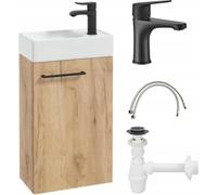 Domodomo meuble de salle de bain avec lavabo, meuble avec lavabo 40 x 60 x 21,3 cm, ensemble lavabo en céramique, meuble suspendu pour petite salle de bain - charnière