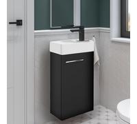 Domodomo meuble de salle de bain avec lavabo, meuble avec lavabo 40 x 60 x 21,3 cm, ensemble lavabo en céramique, meuble suspendu pour petite salle de bain - charnière