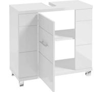 DomoDomo Meuble de salle de bain sous lavabo avec découpe pour siphon 70x63x32cm Laqué blanc Rita