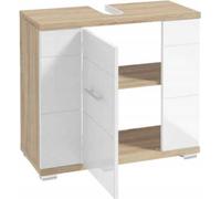 DomoDomo Meuble lavabo avec découpe pour siphon 70x62,5x31,5cm Sonoma Chêne blanc Rita