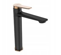 DomoDomo Mitigeur de lavabo noir avec accents or rose - Finition mate