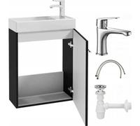 DomoDomo noir meuble sous-vasque 50 x 70 x 21,3 cm - meuble sous-vasque pour salle de bain avec lavabo et mitigeur, ensemble de salle de bain moderne avec meuble suspendu et lavabo