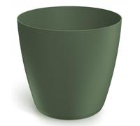 DomoDomo Pot de Fleurs et Cache-Pot en Plastique Lisse - Vert foncé Mat - 23,8 x 21,5 cm