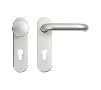 domoferm Garniture de rechange à courte plaque pour portes coupe-feu - Portes coupe-feu T30 - T60 - T90 - Distance PZ 72 mm (DIN) | en aluminium anodisé Argenté